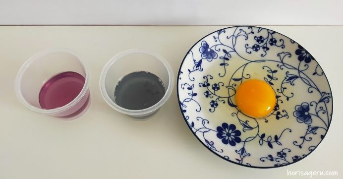 朝顔の色水でｐＨ実験した卵の白身の結果